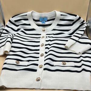 Striped Black and White Cardigan Blouse